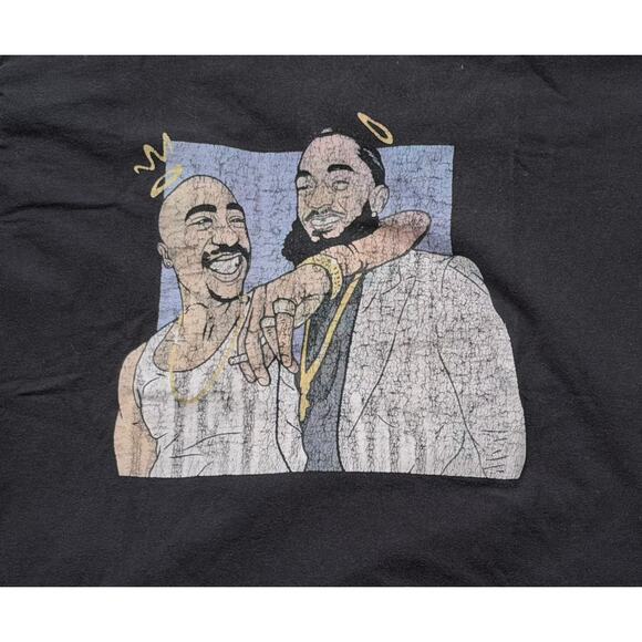 2pac Nipsey Hussle Rise Above Men's Large Black Graphic Print T-Shirt - Picture 3 of 5